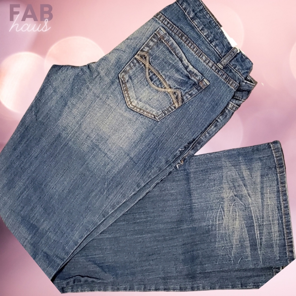 Slightly Distressed Boot Cut Jeans